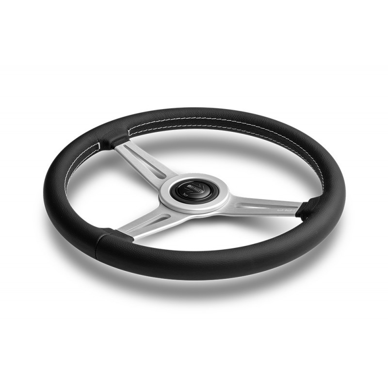 MOMO Retro Silver spoke leather steering wheel 14