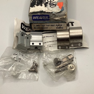 Weaver 1'' Scope Rings Quick Detach Style 49032 Med Det Top Mount Silver NOS box