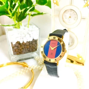 Gucci Lunette Roma Wh3357 Analogique Quartz Femme 3001L Ceinture Remplacée Batterie Remplacée