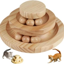 Wooden Cat Toy Roller Tower With Balls Interactive Play For Indoor Cats