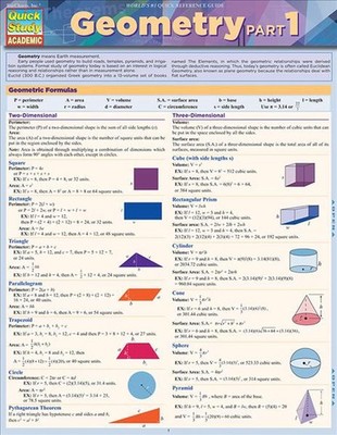 Geometry Part 1: QuickStudy Laminated Reference Guide by BarCharts, Inc. (Englis