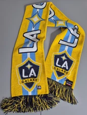 LA Galaxy MLS Soccer Knit Scarf 60" Yellow Blue Acrylic