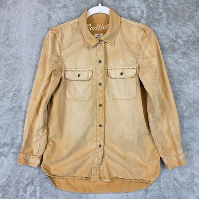 Madewell Tomboy Work Shirt Womens XS Mustard Collared Long Sleeve Pockets Cotton