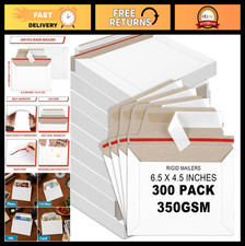 300 Pcs Self-Seal Rigid Mailers 6.5x4.5" White Cardboard Envelopes for Shipping