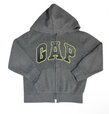  GAP KIDS Long Sleeves Full Zip Hooded Sweatshirt Jacket Grey Boy Girl Size XS