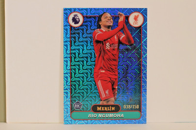 Rio Ngumoha 2025-26 Topps Merlin Premier League Blue Mojo RC /150 #111 SC28