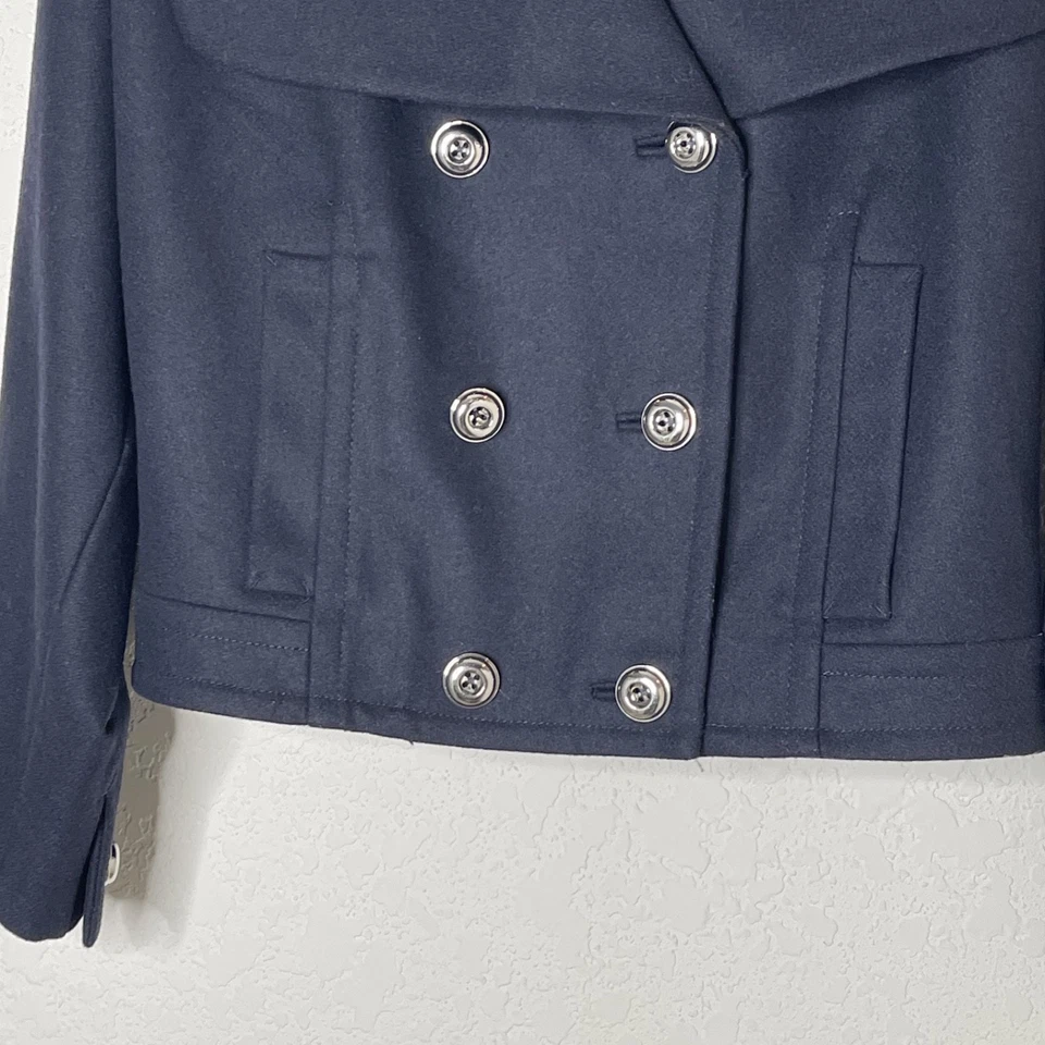 Chaquetón Juicy Mezcla Lana Alta Costura Doble Pecho Talla M Negro Tela Italiana. Foto 4 de 4