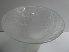 ART DECO FROSTED GLASS VASE EMBOSSED PRESSED GLASS CHERRY TREE - CHERRIES