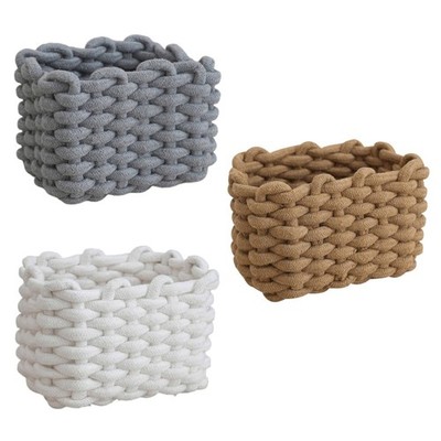 Small Cotton String Container For Daily Use Cosmetic Storage Braided Basket