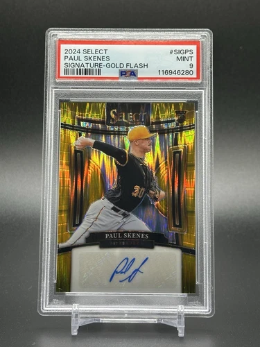2024 Panini Select Signatures PAUL SKENES Rookie GOLD FLASH RC Auto /10 PSA 9
