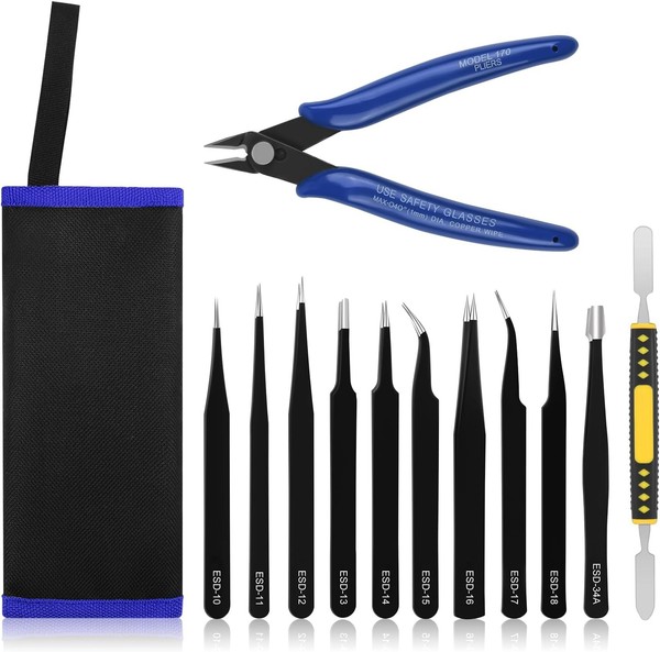 Pinzette Set 12 StüCk PräZisions Antistatisch Edelstahl FüR Elektronik Schmuck-image