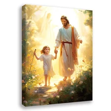 patmatfr Christ Jesus Wall Art Decor, Canvas Christian God Painting, Framed C...