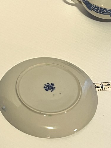 Vtg Blue & White Porcelain China Cauldron TEA CUP & SAUCER 1930-40s Japan Made - Bild 12 von 13
