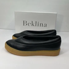 Beklina Shoes Women's Sz 9 Black Margo Sneaker Slip On Puffy Leather NEW $290