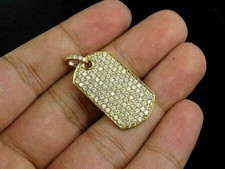 2Ct Round Cut Lab Created Diamond Men's Dog Tag Pendant 14k Yellow Gold Plated