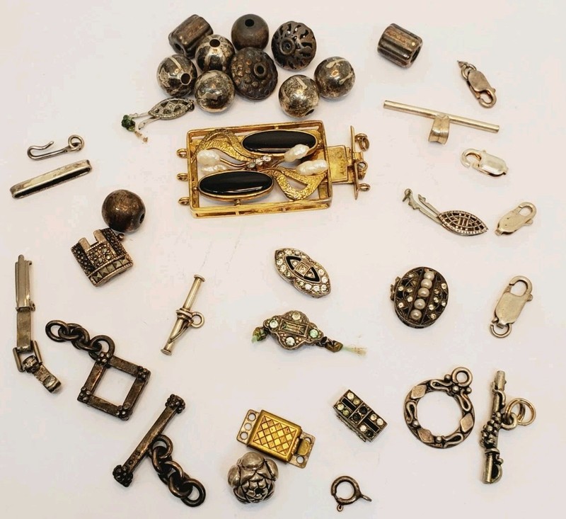 Lot of Vintage Sterling Silver Jewelry Making Findings Clasps 51 Grams (7)