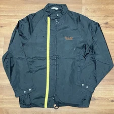 Vintage Ronner Nylon Jacket Black Yellow Stripe Chain Stitch Men’s Large