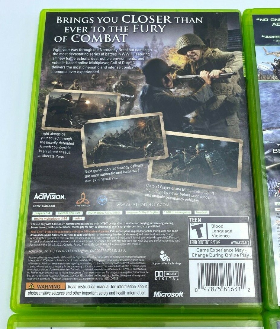 Call Of Duty Lot Xbox 360 Modern Warfare 1 + 2+ 3 + COD 3 Call Of Duty Lot Xbox 360 Modern Warfare 1 + 2+ 3 + COD 3