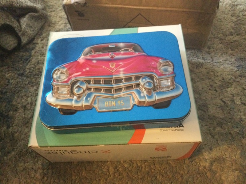 Vintage Churchill's Sweet Motoring Candy Advertising Tin- Chevy Ford Car F84
