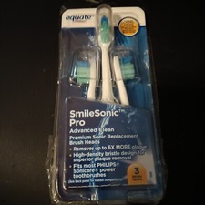 LOT OF 3 Equate SmileSonic Pro Advanced Clean Replacement Toothbrush Heads