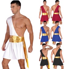 DE Männer eine Schulter Ruffle Kleid Ruched Gürtel antikes griechisches Kostüm