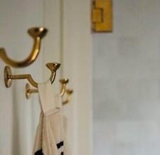 Unlacquered Brass Wall Hooks   Antique Brass Clothes Hooks, Vintage Style Wall