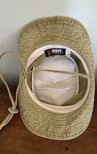 Vintage Broner Khaki Olive Snap Up Cotton Bucket Hat with Adjustable Strap sz S - Picture 7 of 7