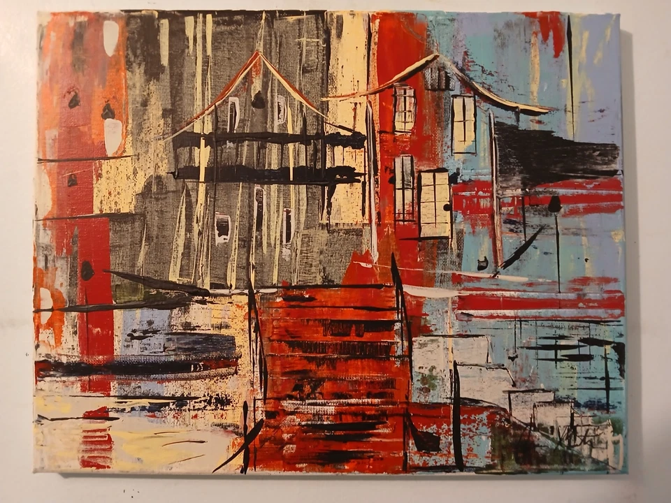 Pintura acrílica abstracta original sobre lienzo Foto 3 de 4