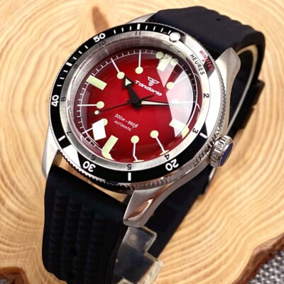 Diver 20Bar Tandorio Red Dial Automatic 8215 Watch Men Double Bow Sapphire Glass
