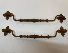 Early Pair Very Long 18-1/2" Cast Iron Handles for Large Chest/Trunk~HW89