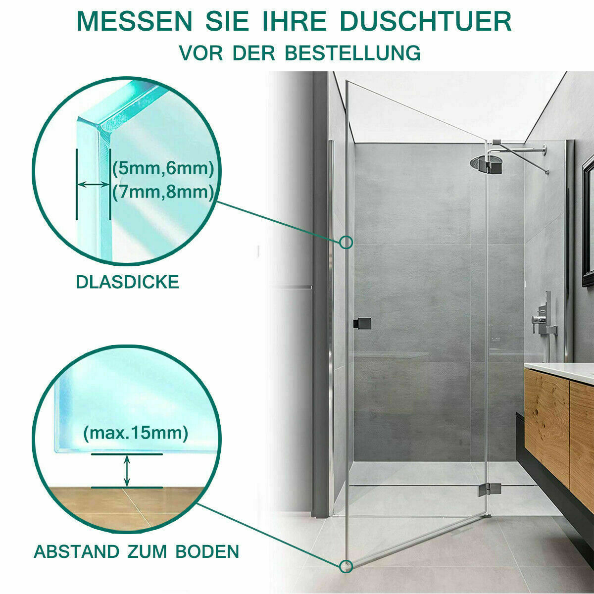 Duschtür Dichtung 100 Cm – Für Glasstärken 4–6 Mm, Schwarz, Wasserabweisend