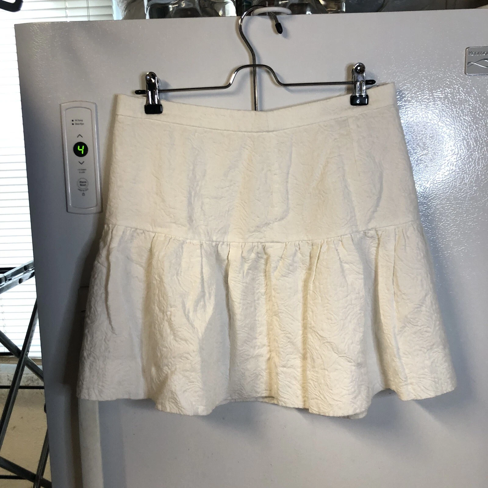 J.Crew Womans A-line Skirt 6 White Cotton Paisley Knee Length Side Zipper