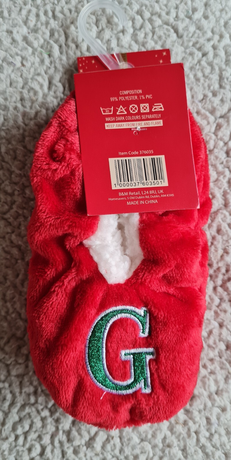 PANTOFOLA D’ORO Pantofole coccole rosse alfabeto iniziale G taglia 10 11 nuove con etichetta