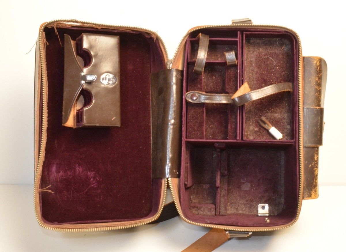 VTG 1950s Nikon F camera brown leather compartment case VTG 1950s Nikon F camera brown leather compartment case