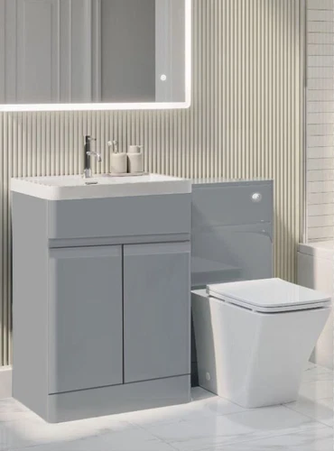 Bathroom Vanity Unit 500 600 700 800mm Floor Cabinet Basin WC LtGrey Sink Toilet