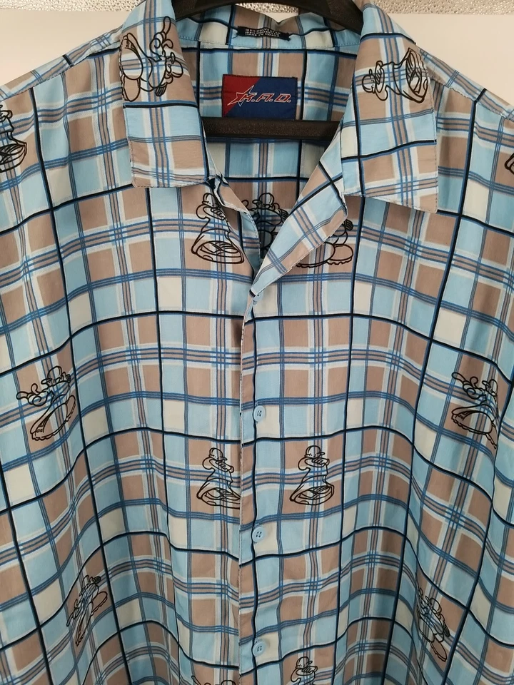 K.A.D. KAD Clothing Co. Mens XL Blue Plaid Short Sleeve Button Up Camp Shirt - Image 3 of 4