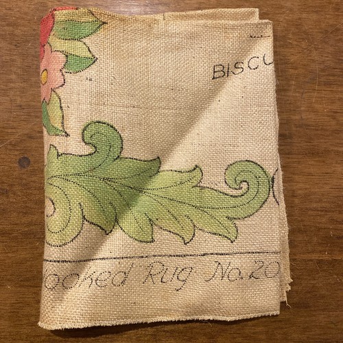 BLUENOSE HOOKED RUG PATTERN #2047 MULTI FLORAL BURLAP 24X36 USA 1940’s - Picture 7 of 7