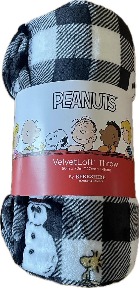 Divertido tiro Snoopy a cuadros blanco y negro VelvetLoft Peanuts 50x70 pulgadas Foto 2 de 4