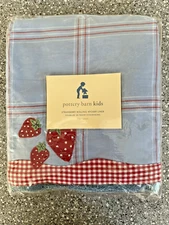 Pottery Barn Kids ~ STRAWBERRY Rolling Wicker Basket Liner ~ Large (NEW)