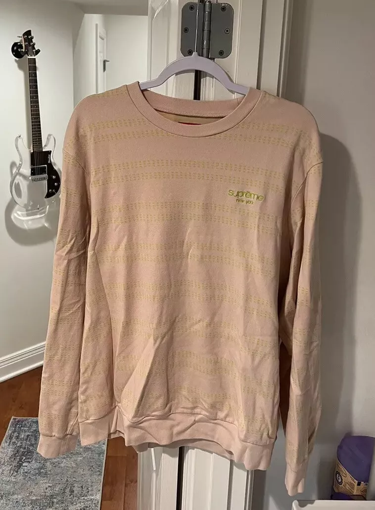 Sweat shirt à rayures Supreme Dash rose vert rare homme grand