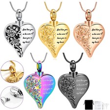 Rose Flower Cremation Jewelry Ashes Heart Urn Necklace for Ashes Memories Gifts