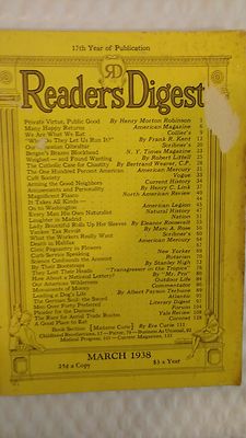 Reader's Digest: Volume 32, No. 191; March, 1938 Single Issue Magazine
