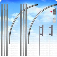 2 Pack - Deluxe Windless POLE & SPIKE Set - for swooper feather flag kit