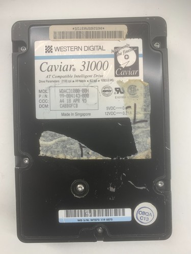 WESTERN DIGITAL CAVIAR 31000 1083,8MB AT HDD P/N: 99-004143-000 DCM: CABBGFCB - Photo 1 sur 4