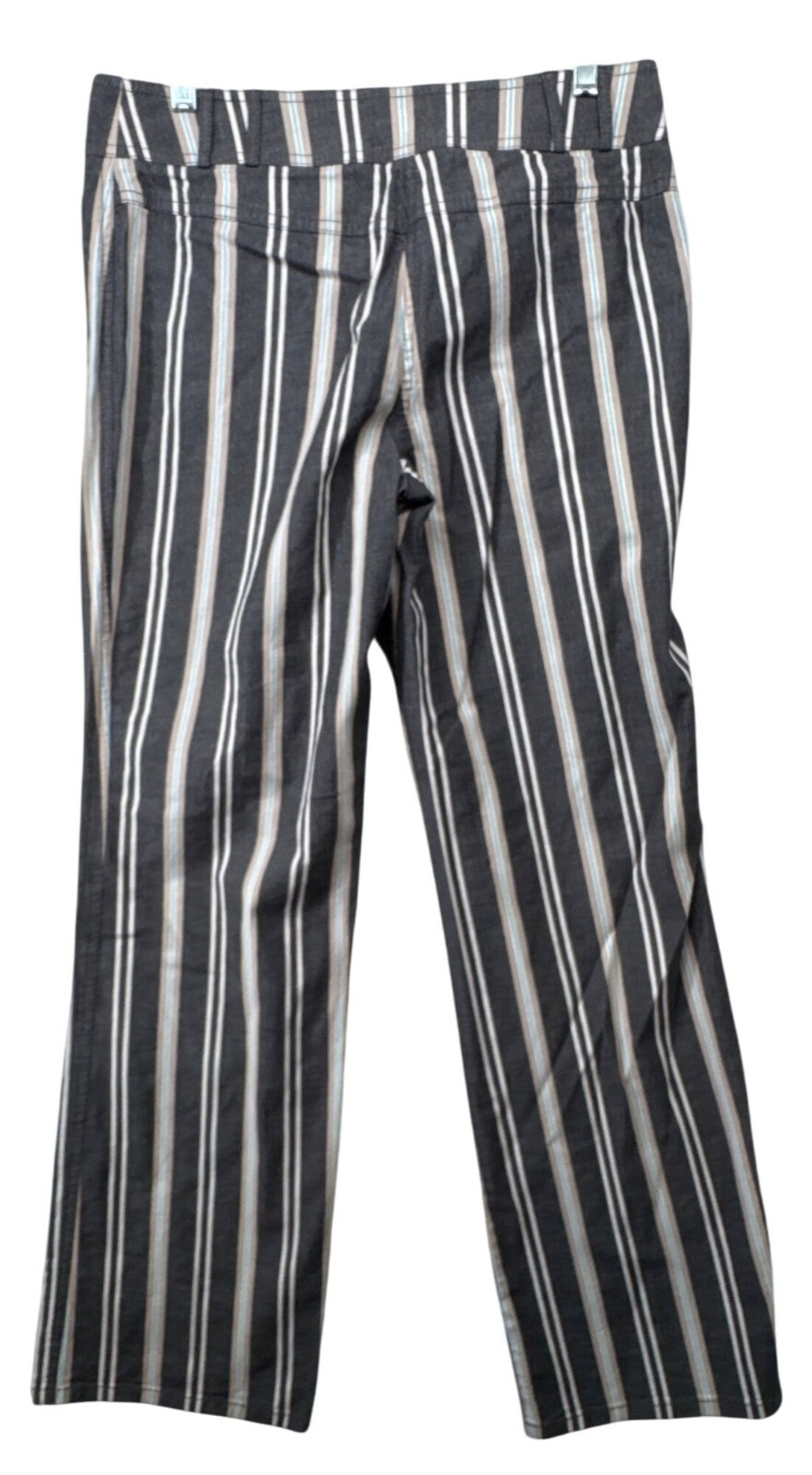 Ann Taylor Loft Women Pants Sz 6 Charcoal Striped Beachy Coastal Nautical Casual