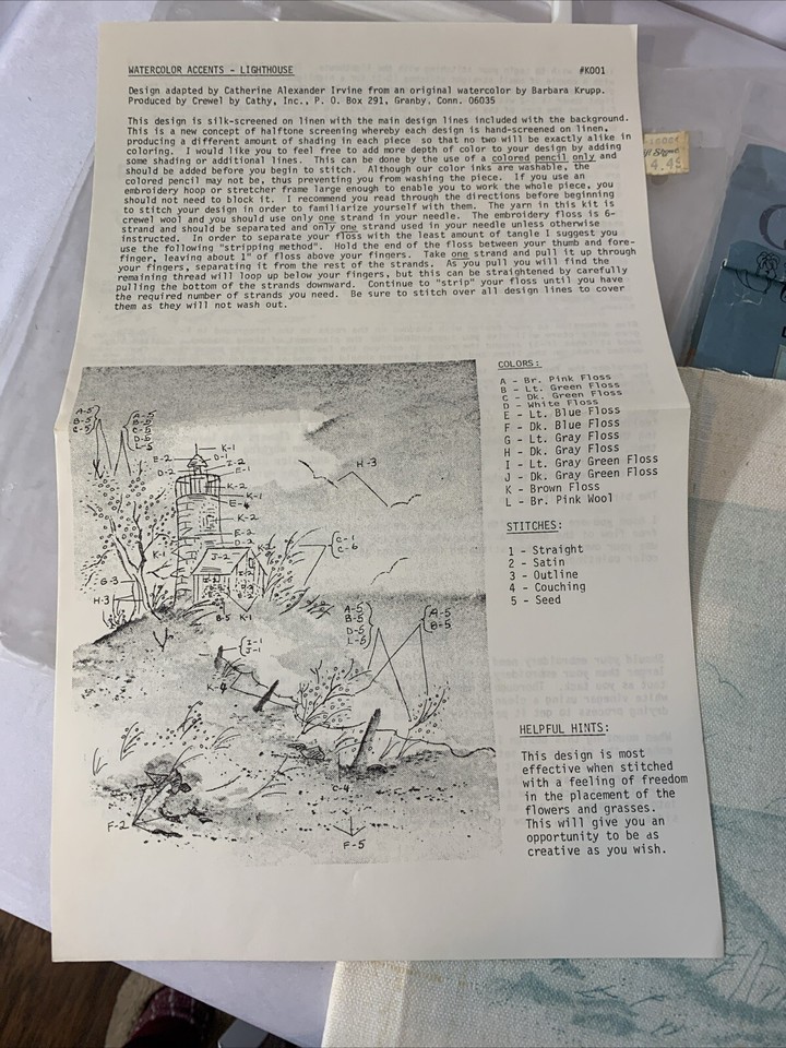 Vintage Cathy Needle Craft Crewel Kit Needlepoint Lot 2 Lighthouses See