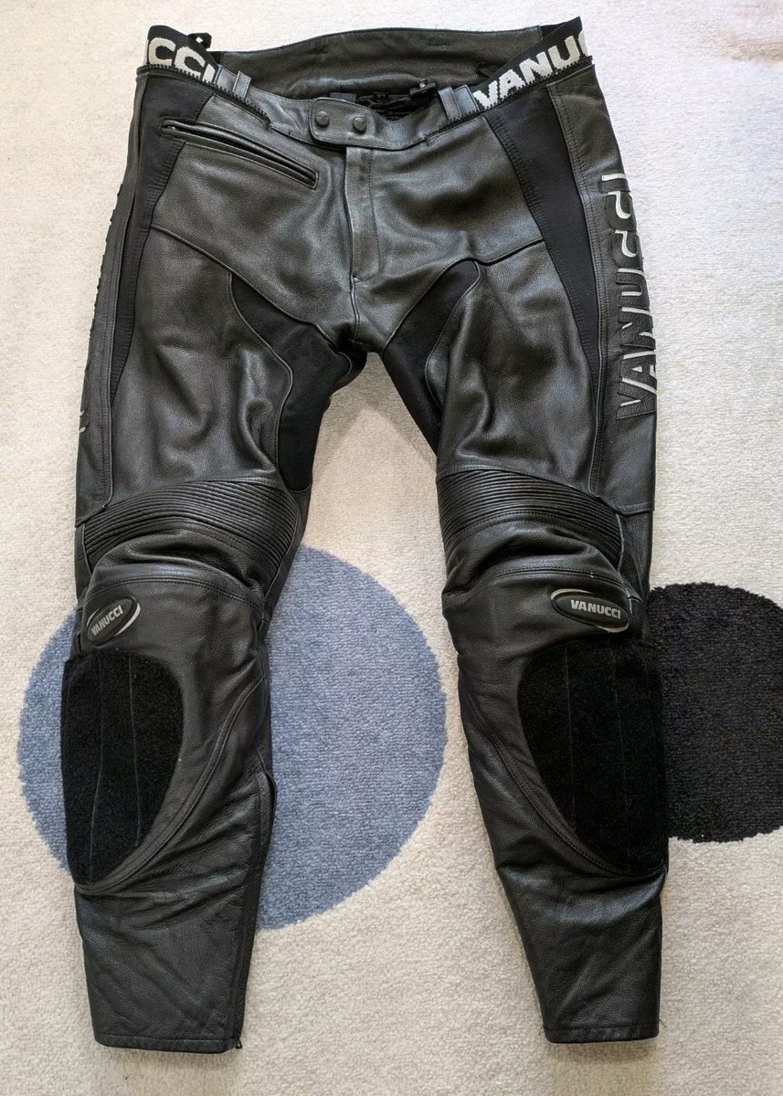 Vanucci Leather Motorcycle Pants Armored 36x28 Keptotec Scotchlite