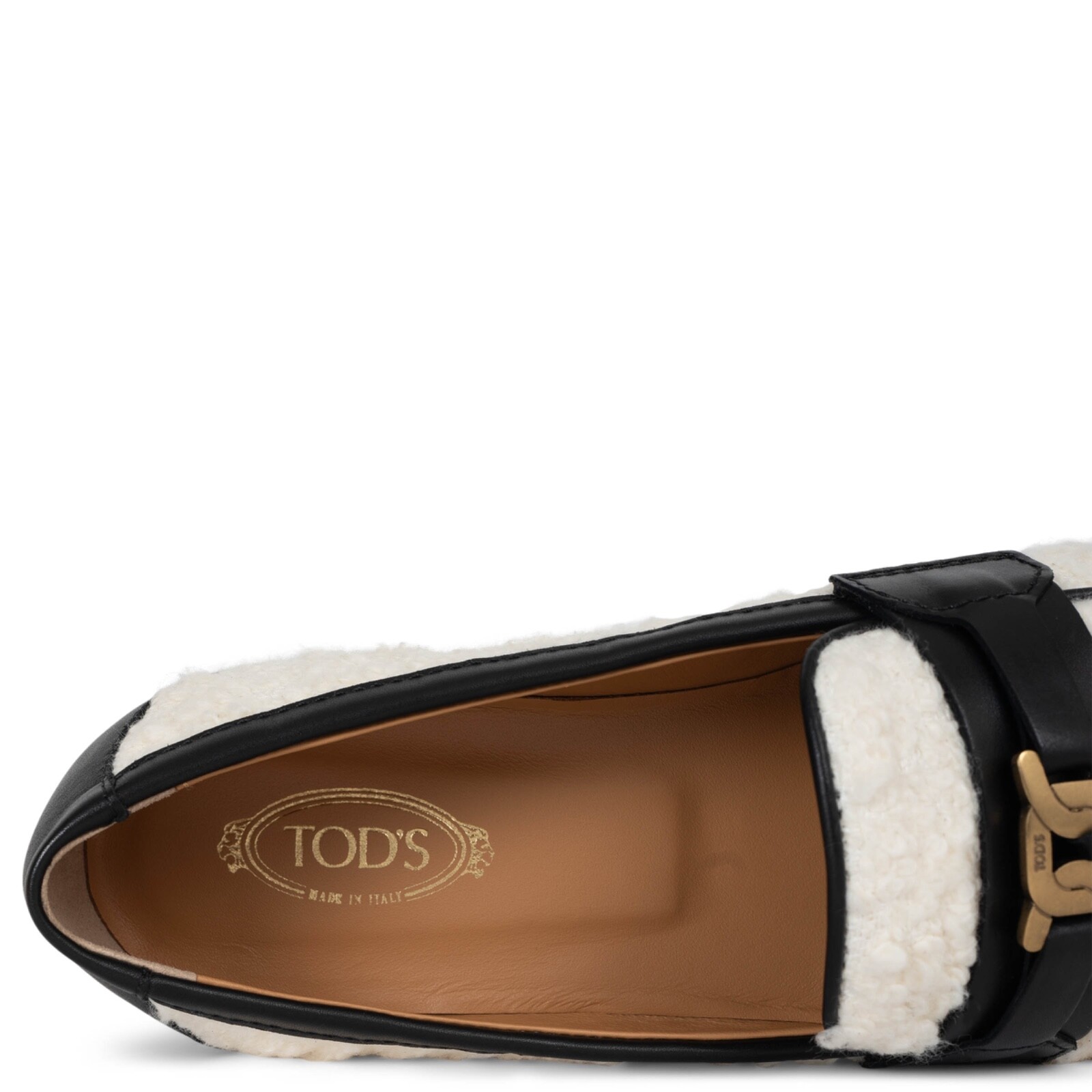 71386 auth TOD'S cream & black TASSLED BOUCLE & LEATHER Loafers Shoes 38.5 image 7