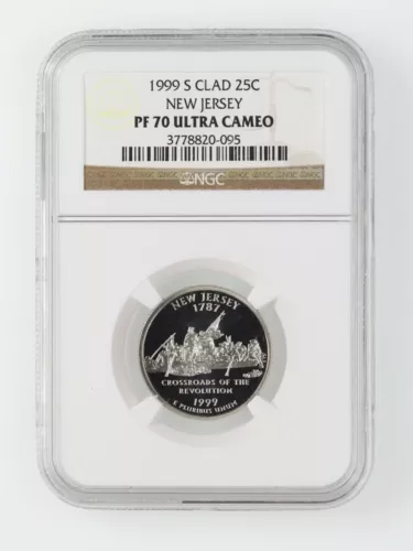 1999 S Clad Proof New Jersey State Quarter - NGC PF 70 Ultra Cameo