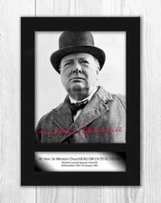Winston Churchill 1 A4 reproduction autograph B&W poster Choice of frame